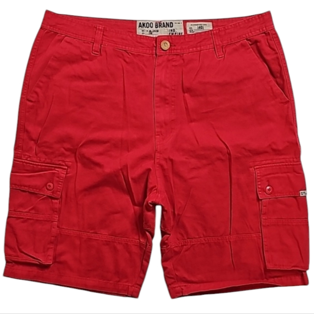 Akoo Brand Ind. Empire Red Cargo Shorts. Men's Size: W40x10.5L.